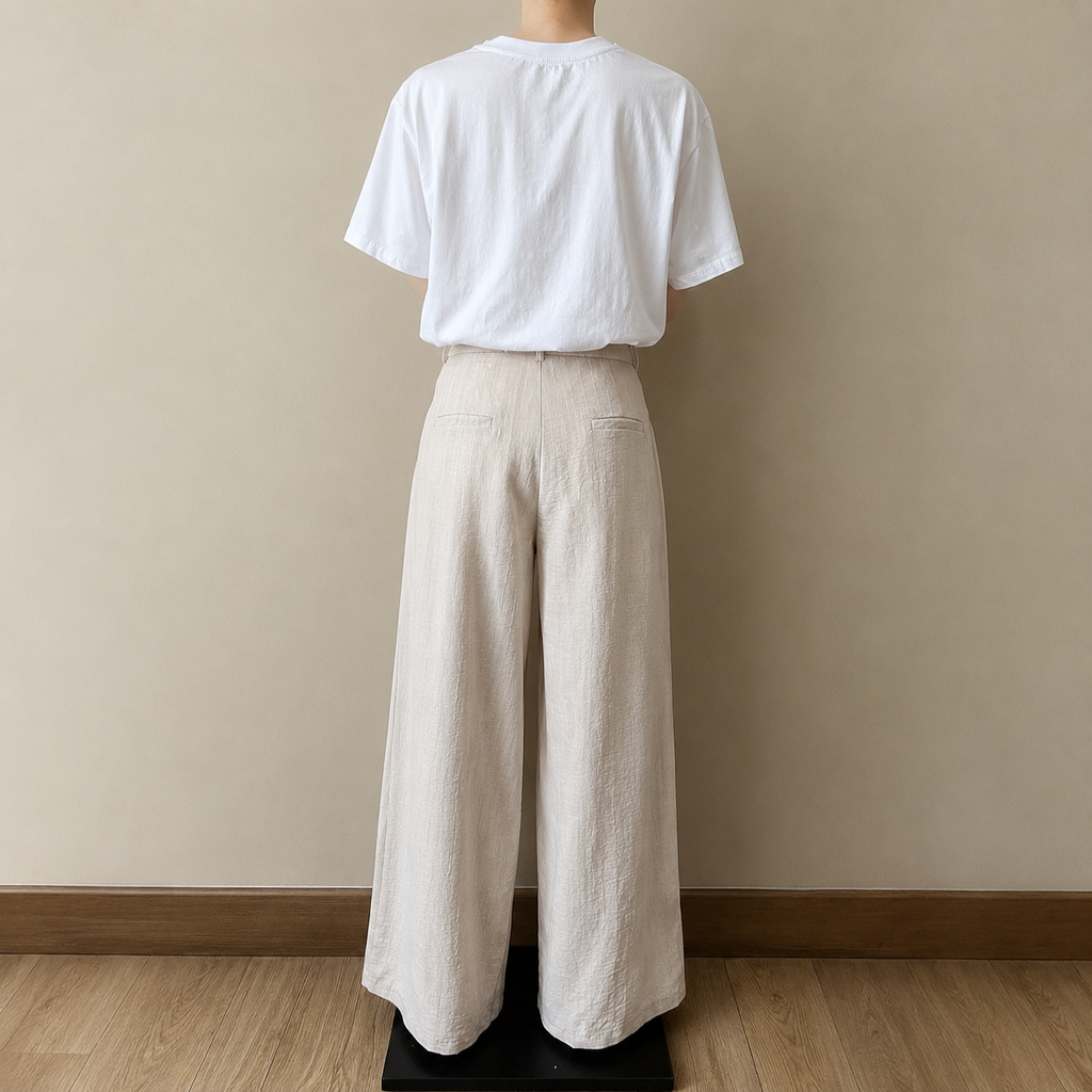 PANTALON FLUID BEIGE A PINCES
