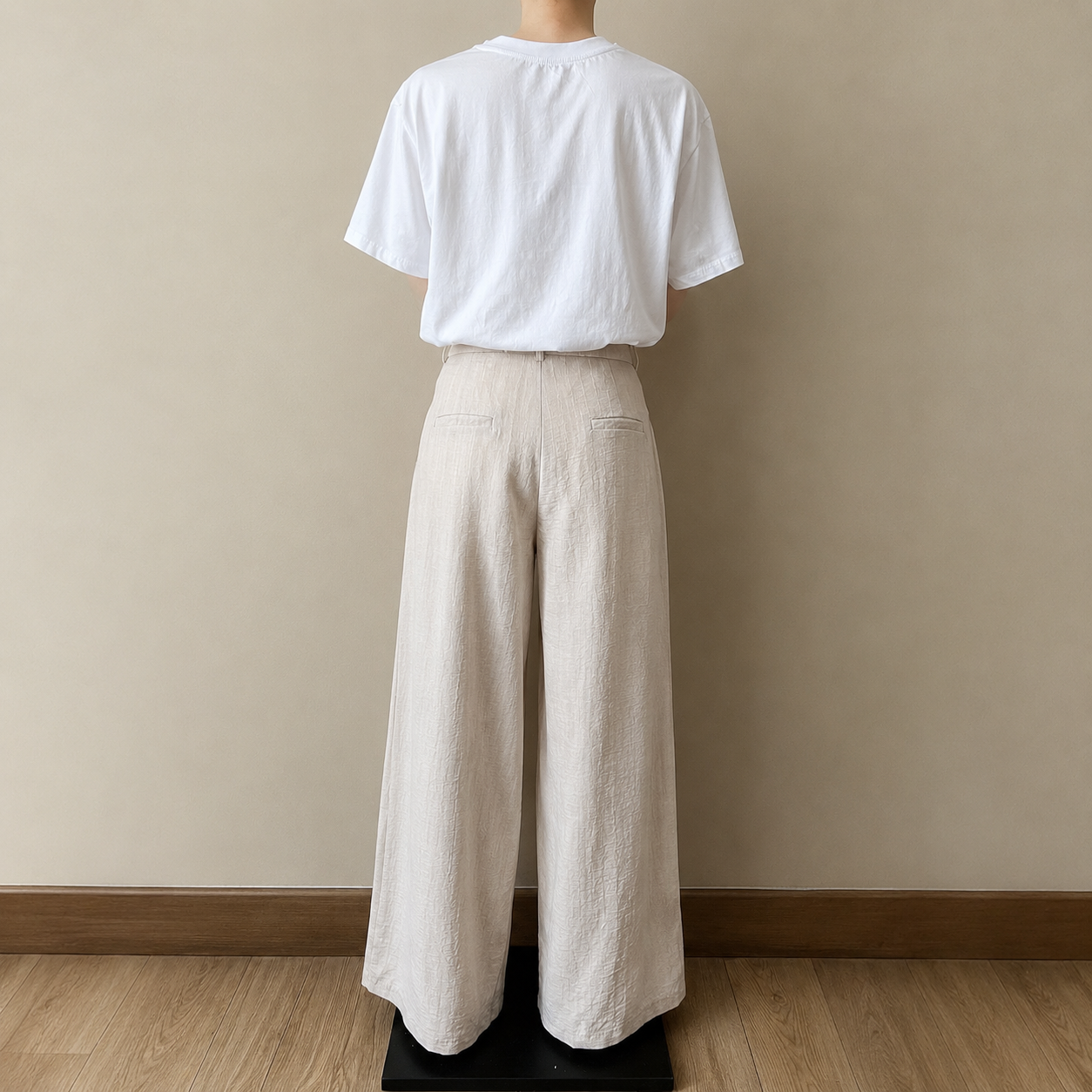 PANTALON FLUID BEIGE A PINCES