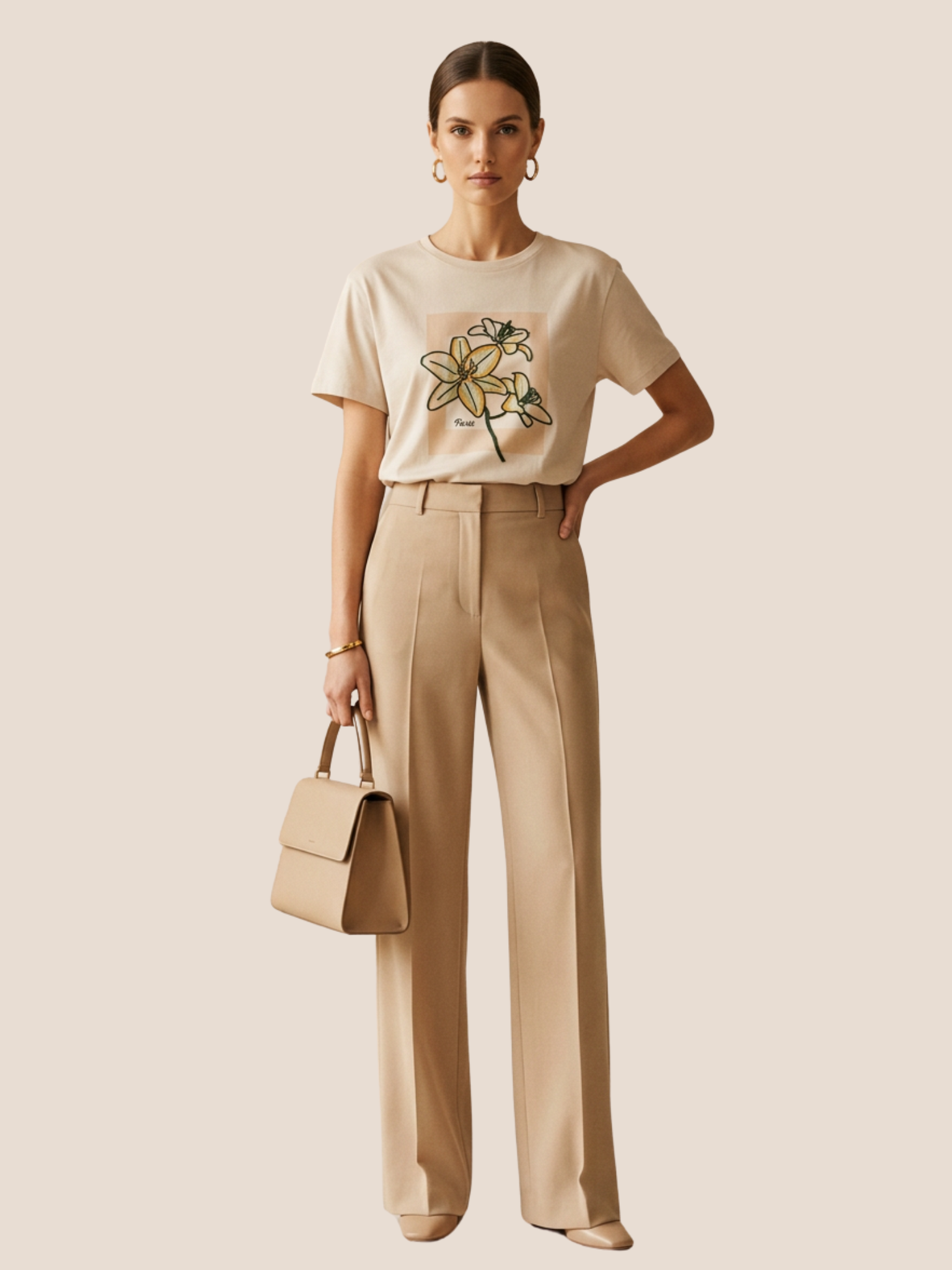 T-SHIRT MANCHE COURTE NOIR BEIGE