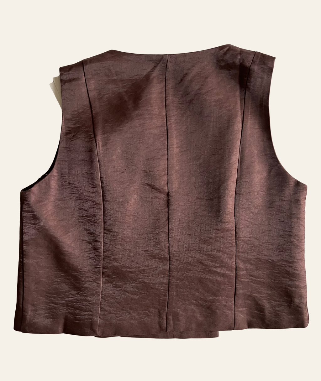 GILET CROISE SATINE CHOCOLAT