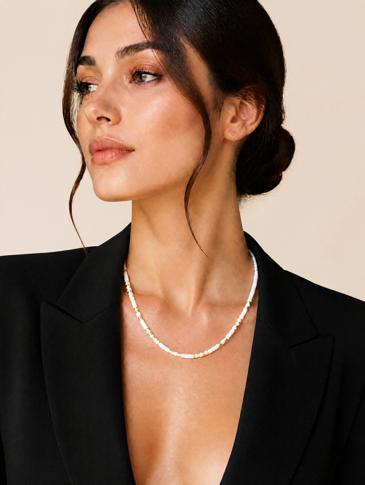 Collier Éclat Ivoire – Blanc et doré