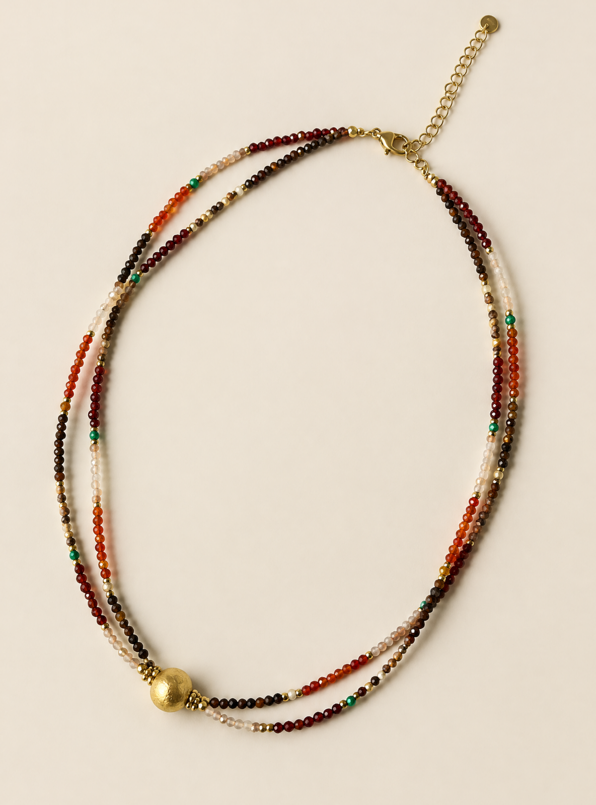 Collier Alba double rang à perles multicolores