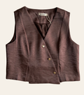 GILET CROISE SATINE CHOCOLAT