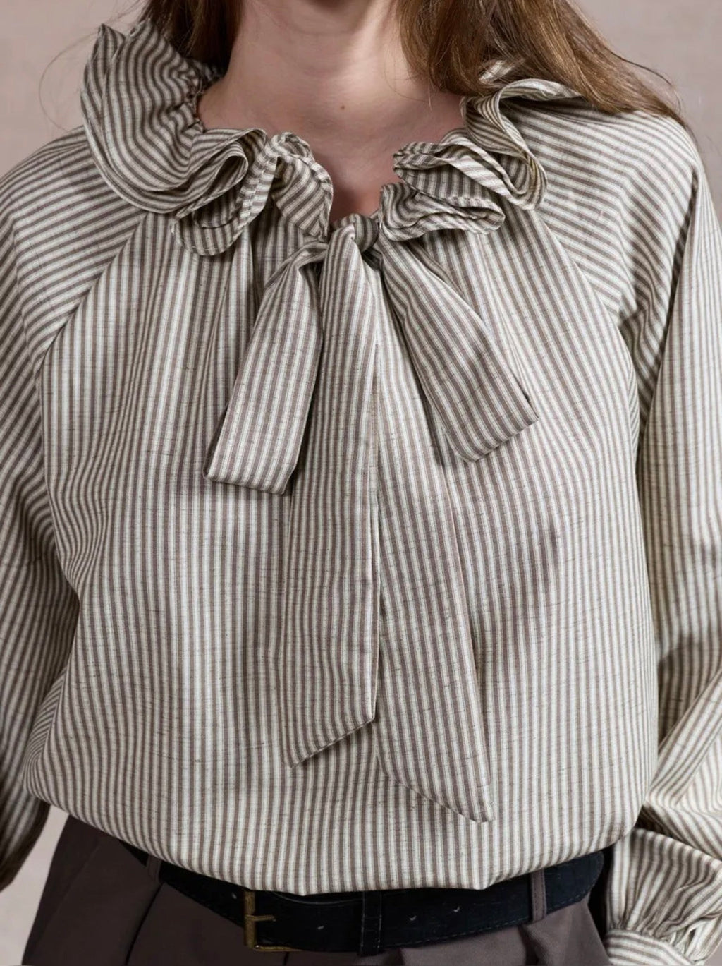 Chemise Rayures Col Volanté Nœud