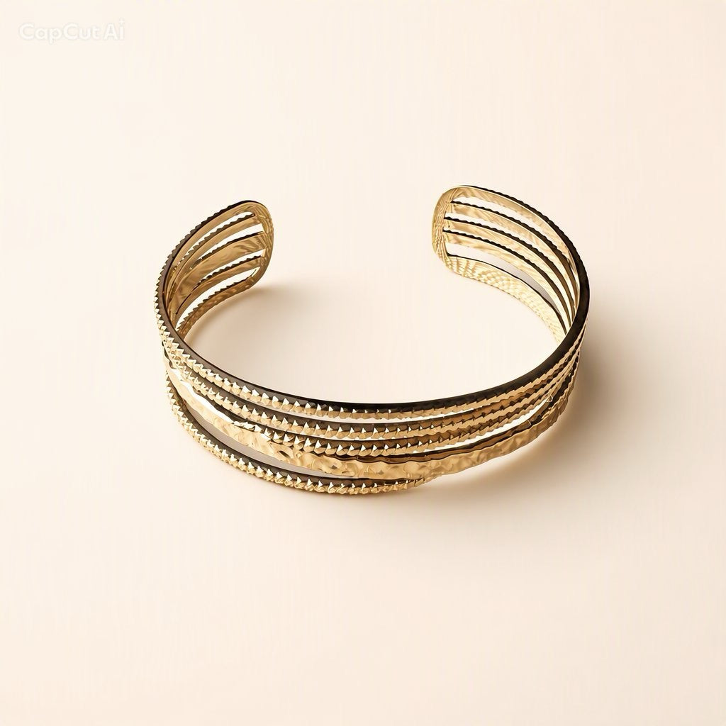 Bracelet manchette doré multirang Éclat