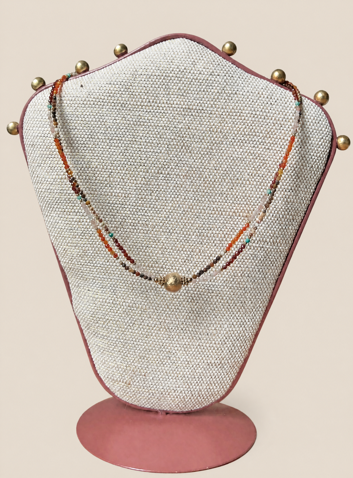 Collier Alba double rang à perles multicolores