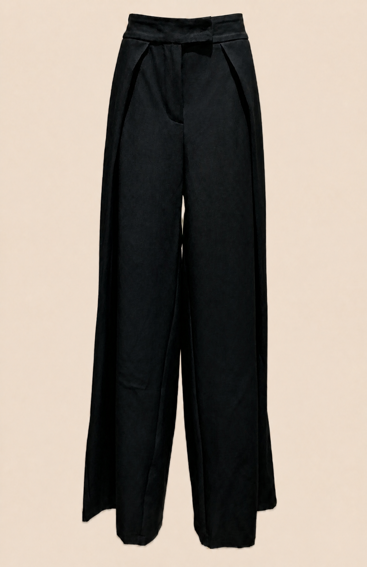 Pantalon large noir à plis ouverts