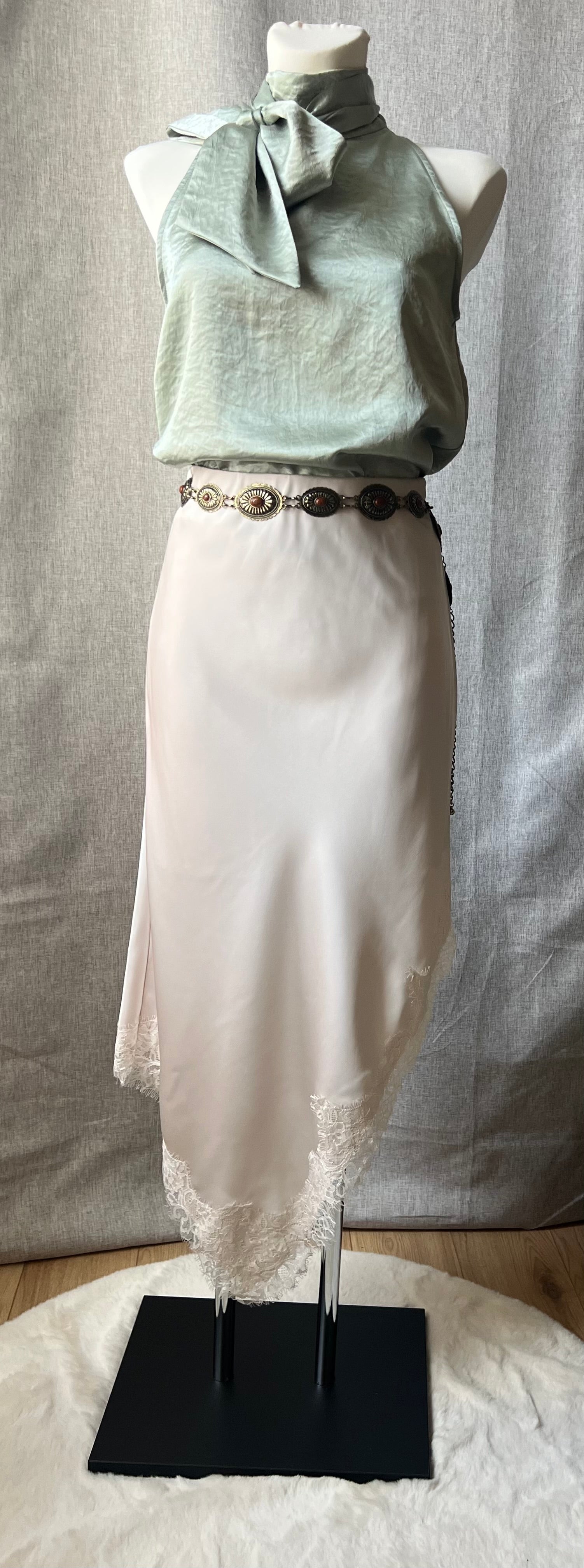 Jupe Longue Satinée Beige