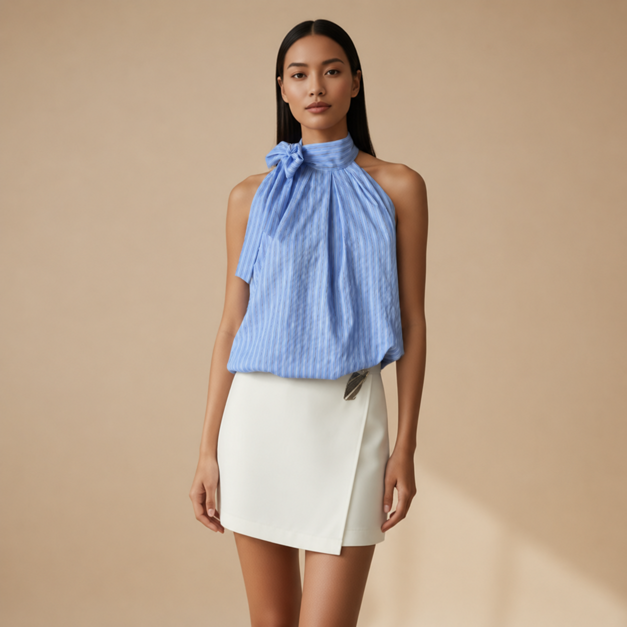 TOP BLEU CLAIR A RAYURES