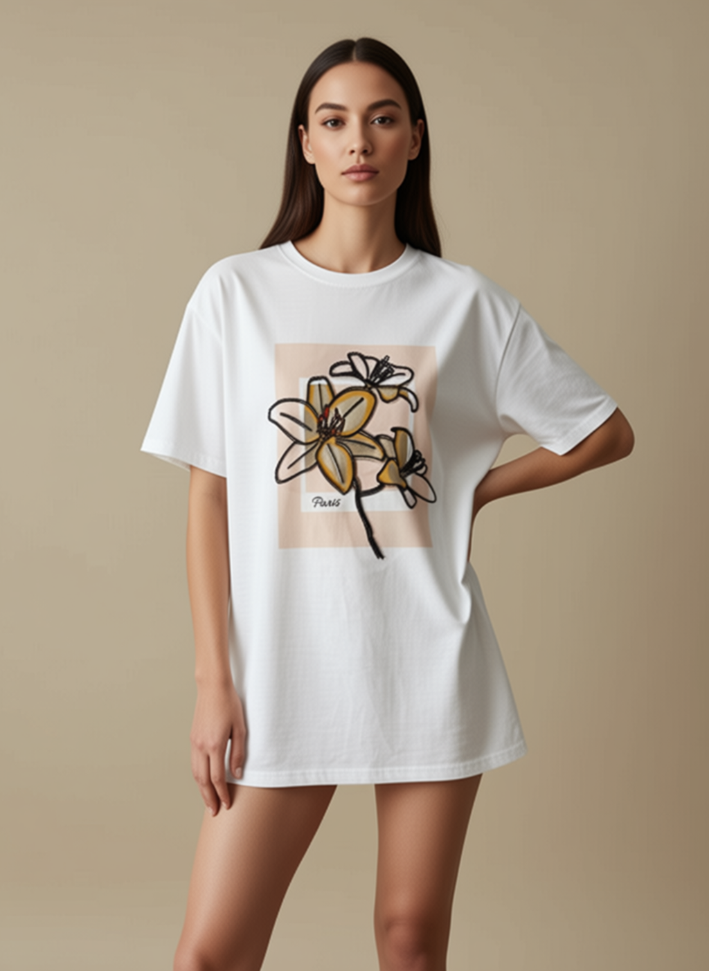 T-SHIRT  BLANCHE ORCHIDEE