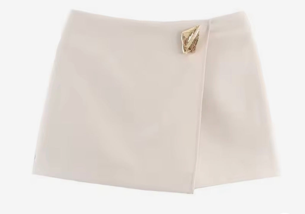 JUPE-SHORT ASYMETRIQUES CREME