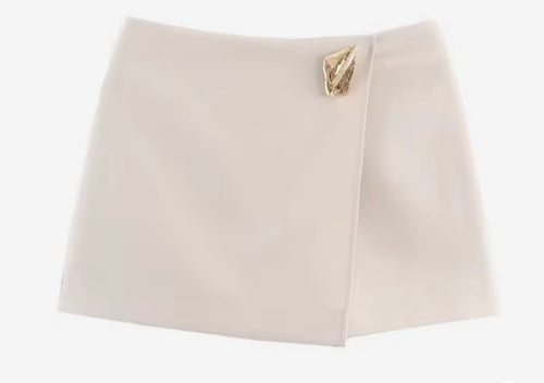 JUPE-SHORT ASYMETRIQUES CREME